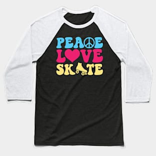 Peace Love Skate - Roller Skating - Skater Baseball T-Shirt